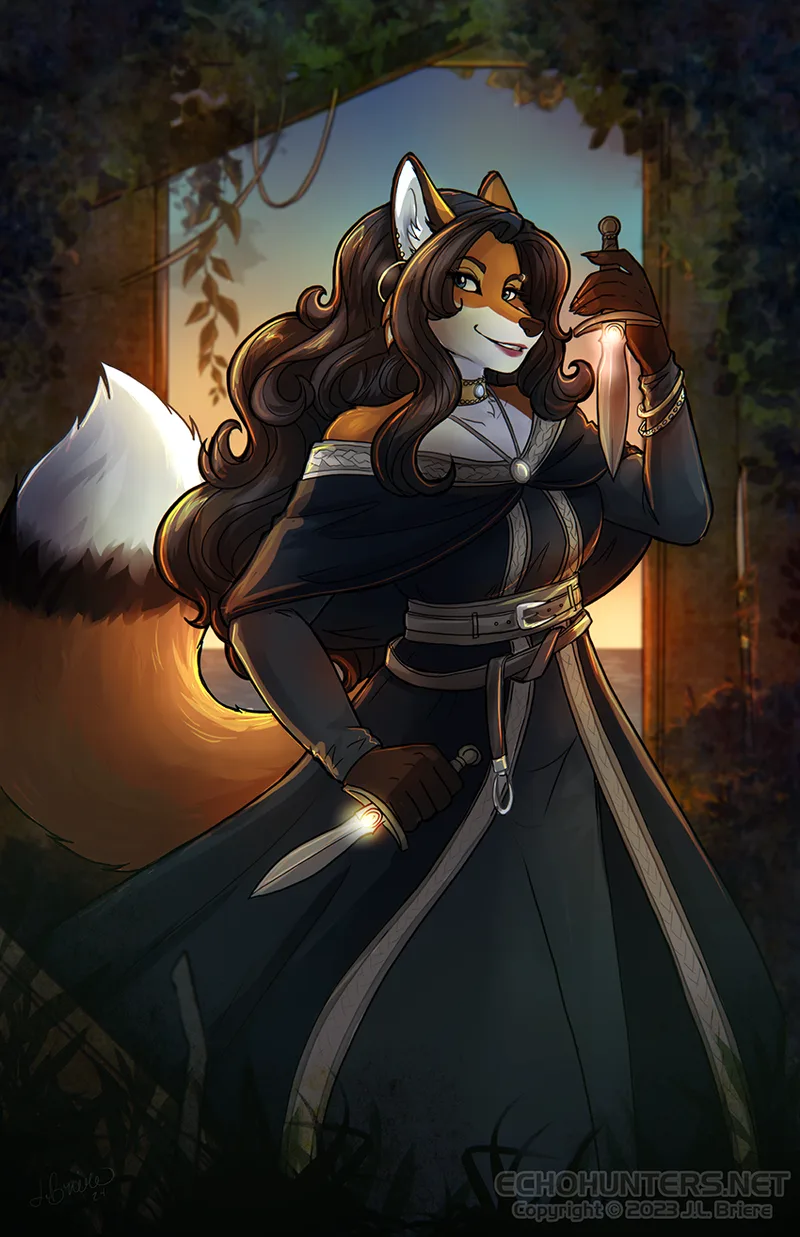 fox woman with daggers